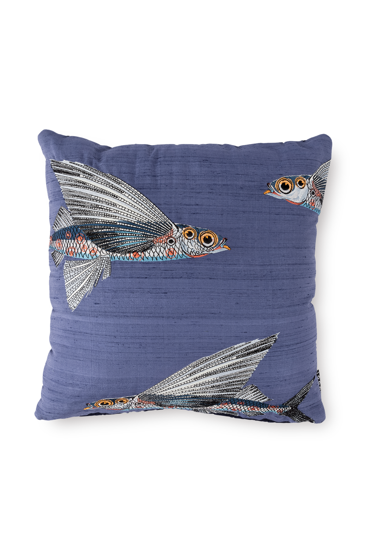 Embroidered Flying Coral Fish Decorative Pillow